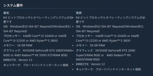 モンハンワイルズ-アセンダンス-システム要件