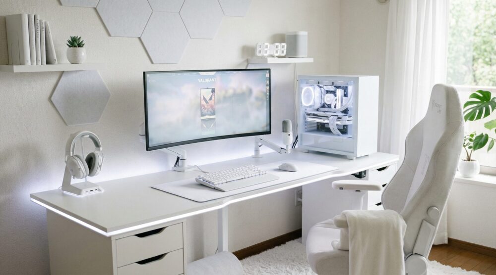 白(ホワイト)ベースのゲーミング部屋