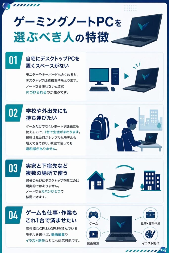 ゲーミングノートPCを選ぶべき人の特徴