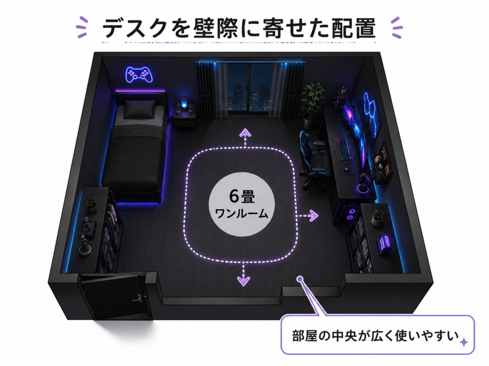 デスク-壁に寄せた配置